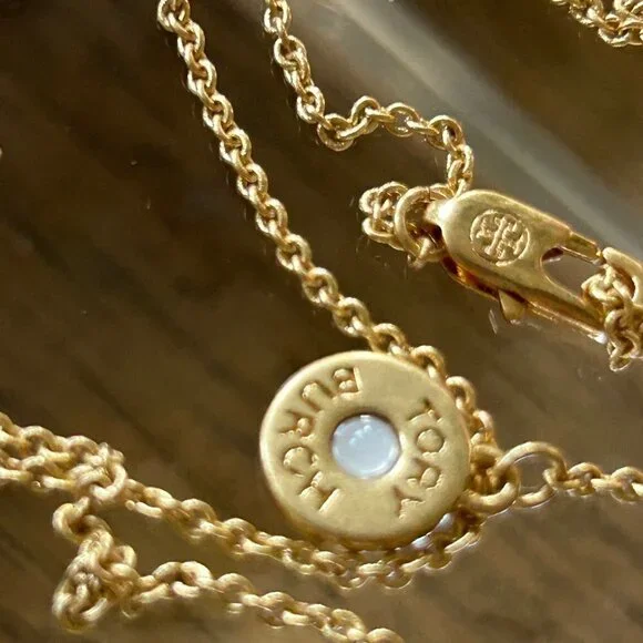 Tory Burch Mother of Pearl Logo Medallion Necklace - Picture 7 of 10